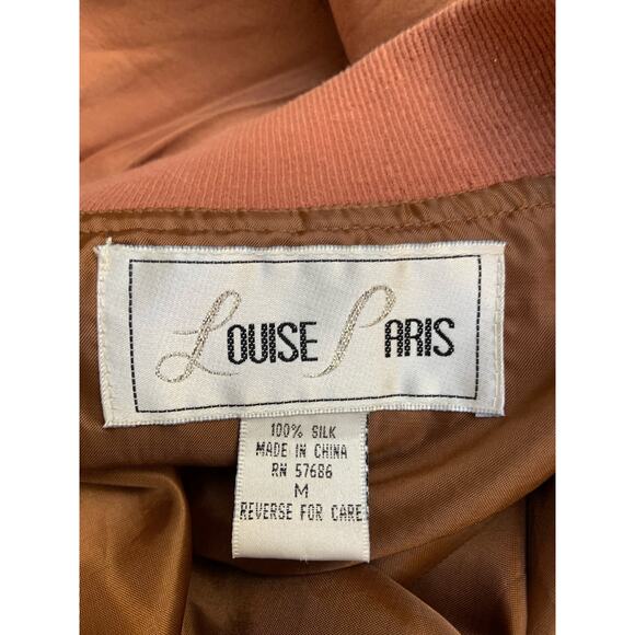 Vintage 100% Silk Louise Paris Brown Wind Breaker Women's Medium - Picture 8 of 8